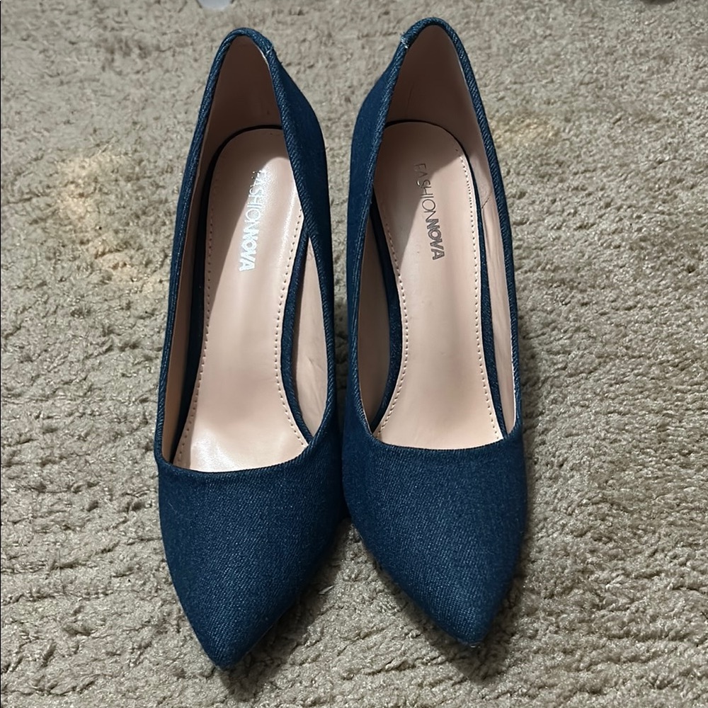 Fashion Nova Blue Denim Heels